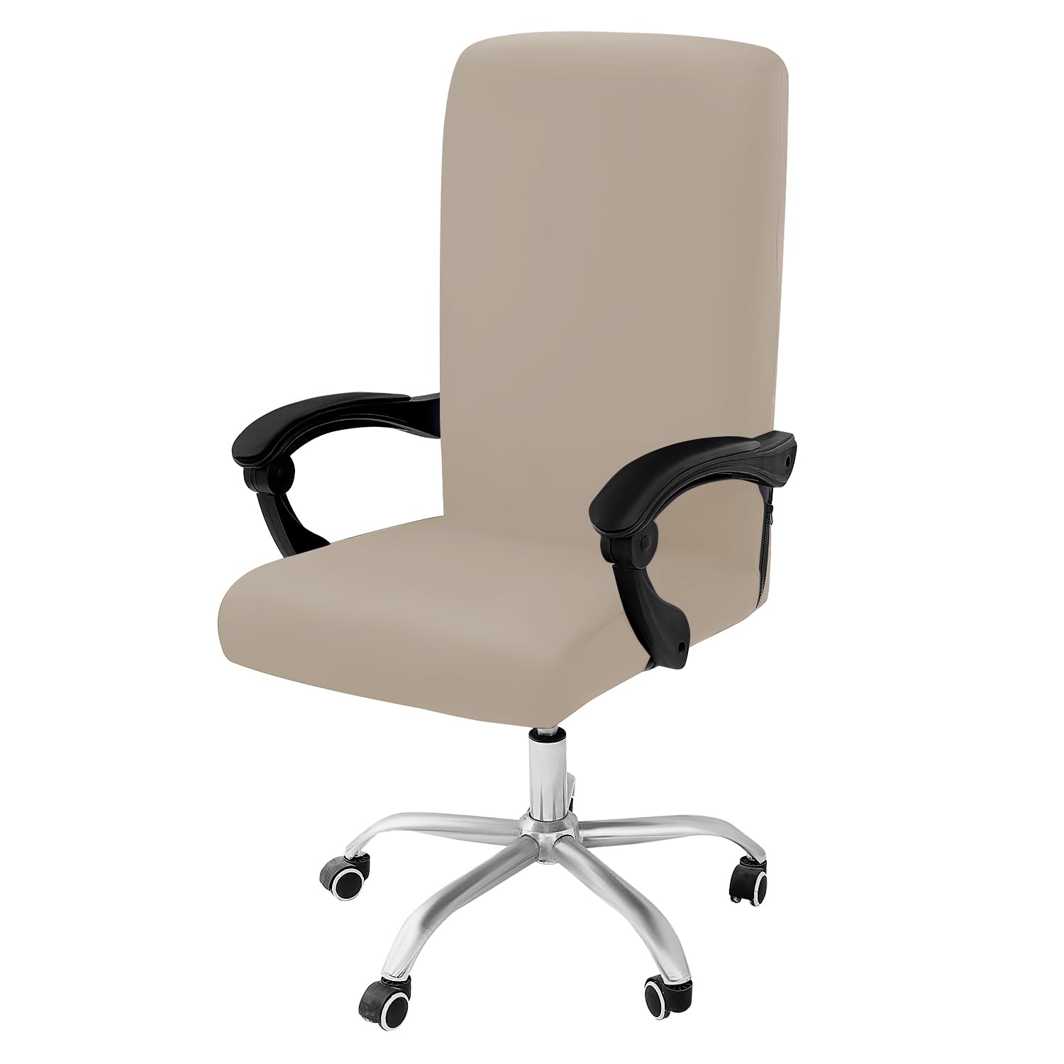 Smiry Stretch Printed Office Computer Chair Covers, Universal Desk Rotating Chair Slipcovers Removable Washable, Soft Fit Anti-Dust Spandex Protector Cover with Zipper, Taupe Image