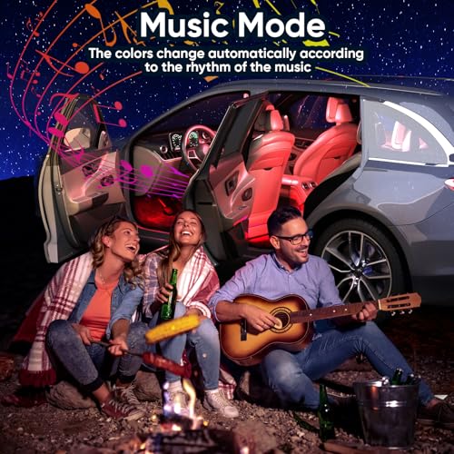 YiLaie LED Car Interior Lights, RGB Atmosphere Light with App Control and 16 Million Colors, USB Port, Music Mode, Color Memory, Car Accessories, Lighting Kit