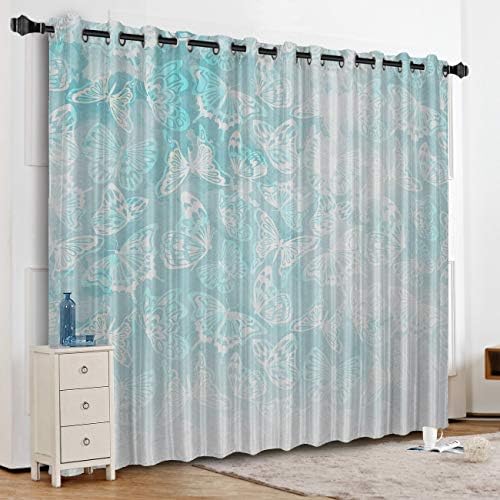 KAROLA Blackout Curtains Window Treatments for Living Room/Bedroom Room Darkening Grommet Drapes and Curtains,Colorful Butterfly 52" W x 84" L