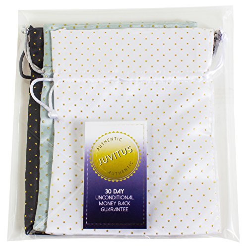 Travel On-The-Go Makeup, Cosmetic and Jewelry Storage Pouch Organizer - 3 Pack of Assorted Colors (Black, White, Silver)