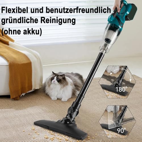 Battery Vacuum Cleaner for Makita 18 V Batteries, 10000 Pa 4-in-1 Portable Handheld Vacuum Cleaner, 140 W Cordless Vacuum Cleaner with 0.75 L Large Dust Cup, for Pet Hair, Carpets, Hard Floors, Car (without Battery)