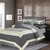 Sweet Home Collection 11 Piece Down Alternative Decorative Fashion Comforter Set,Gray,Queen