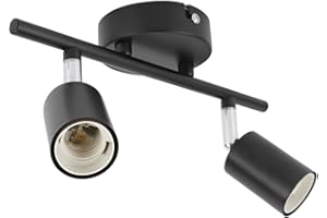 Sanpyl 2 Light E27 Ceiling Light Holder, Adjustable Track Fixture with 330 Rotation for Flush Mount Spotlight in Living Room 