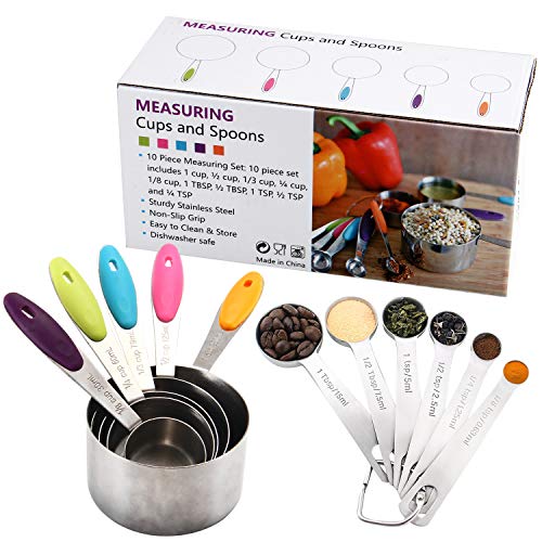 Measuring Cups and Spoons Set,RUCKAE 11 Piece Stainless Steel Measuring Cups and Spoons with Multiple Size, Space Saving, Great for Dry and Liquid Ingredients - Thumbnail 6