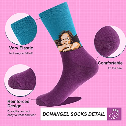 BONANGEL Men's Fun Dress SocksColorful Funny Novelty Crew Socks Pack