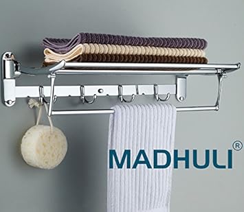 MADHULI Exclusive High Grade Stainless Steel Folding Towel Rack with Combo