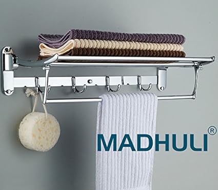 MADHULI Exclusive High Grade Stainless Steel Folding Towel Rack with Compact Design