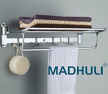 MADHULI Exclusive High Grade Stainless Steel Folding Towel Rack with Combo