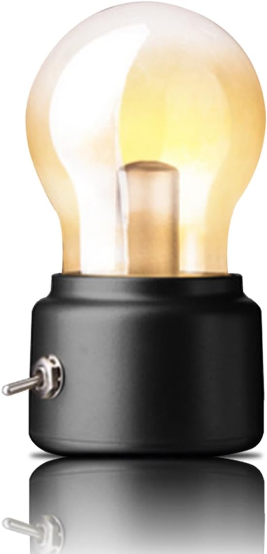 Bulb Lamp, Aappy Retro Bulb Night Light with USB Rechargeable Atmosphere Light, Soft Bedside Lamp for Home Desk Table Travel¡­ (Gold 2) (Black1)