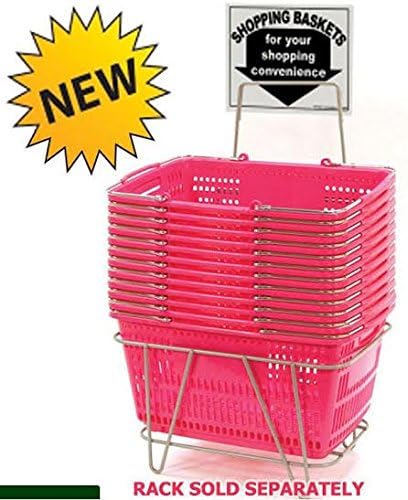 12 Pc New Pink Hand Held Jumbo Shopping Basket 20"W x 13.75"D x 10"H