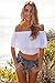 Relipop Women's Short Sleeve Shirt Strapless Blouses Off Shoulder Tops (Medium, White)