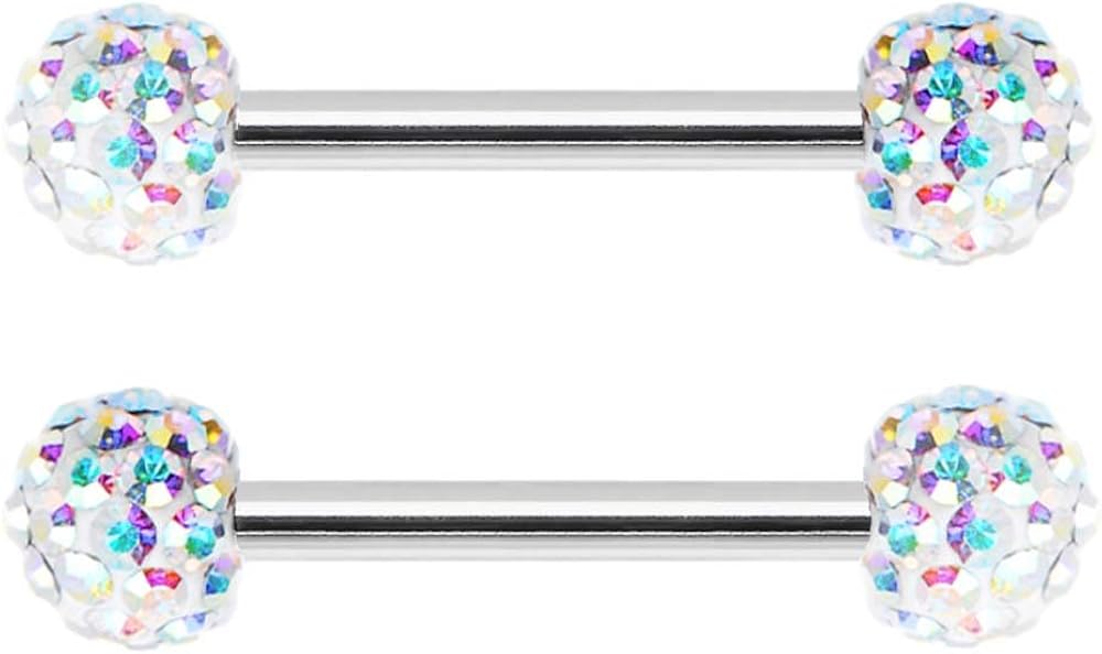 Pair of Ab Aurora Swarovski Crystal Ferido gem Paved