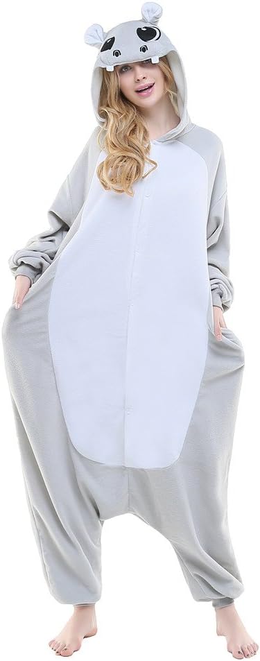 NEWCOSPLAY Hippo Costume Sleepsuit Adult Pajamas