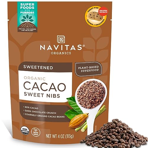 Navitas Organics Cacao Sweet Nibs, 4oz. Bag, 28 Servings — Organic, Non-GMO, Gluten-Free