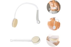 FULLOFJOY 2 Pack Shower Brush Set, U-Shaped Back Scrubber, Curved & Straight Brushes, Deep Cleaning, Gentle Exfoliation, Inde