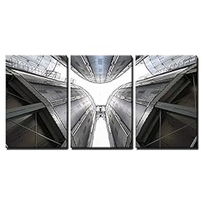 3 Piece Canvas Wall Art - Towers of Grain Drying Enterprise. Metal Grain Facility with Silos - Modern Home Art Stretched and Framed Ready to Hang - 16"x24"x3 Panels