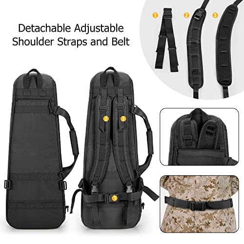 DSLEAF 32” Double Short Barrel Rifle Case, Soft Tactical Rifle Backpack