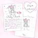 Rebanah Pink Elephant Girl Baby Shower Invitations with Envelopes for Elephant Theme Baby Shower -Fill in Invites (Large 5x7) 25 Count