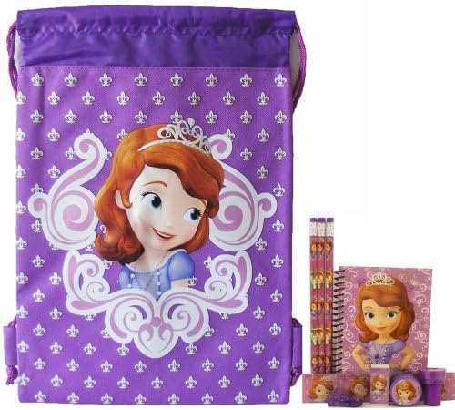 Disney Princess Sofia Purple Drawstring Bag and Stationery Set