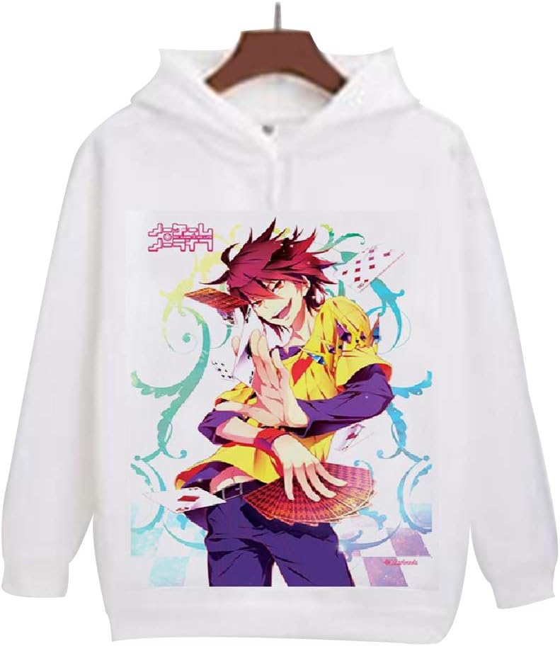 QIAOTT No Game No Life Anime Pullover,3D Print Fleece Cosplay Hoodies Sweatshirt for Anime Fans