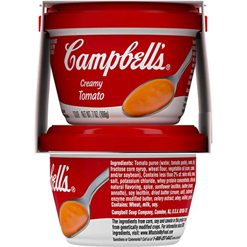 CAMPBELL’S CREAMY TOMATO SOUP, 7 OUNCE MICROWAVABLE CUP (PACK OF 4)