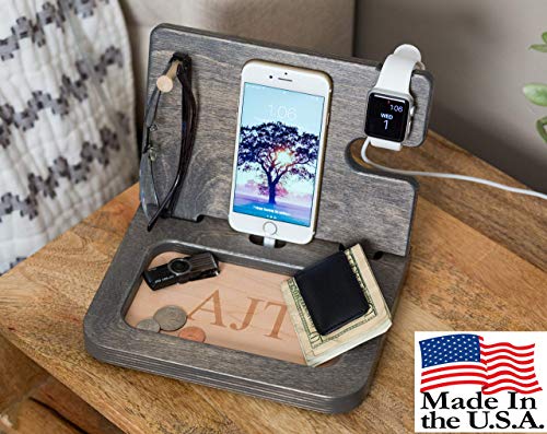 Wooden Docking Station Docking Station Cell Phone Dock Charging Station Personalized mens Valet Mens Wood docking station gift for men