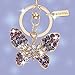 Bling Crystal Butterfly Design Keychain Key Ring Purple MZ835-1