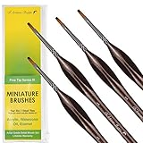 Small Model Paint Brush Set. Miniature Paintbrushes for Acrylic Painting Oil Watercolor Face Kit. 4pc Flat Size 1 Fine Detail - Tiny Miniture Warhammer Paint by Numbers for Adults Hobby Art