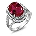 Gem Stone King 925 Sterling Silver Red Created Ruby Cocktail Engagement Ring For Women (7.19 Cttw, Oval 14X10MM, Available in size 5, 6, 7, 8, 9)