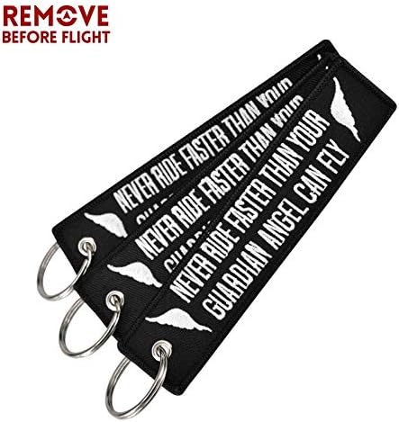 Key Rings Fashion Motorcycles Keychain Embroidery Key Fobs OEM Key Ring Bijoux Jewelry Never Drive Faster Than Your Guardian Angel Can Fly
