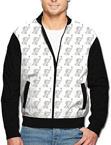 Man Elephant benevolence Polyester Stand Collar Front Zip Jacket