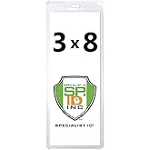 5 Pack - Heavy Duty 3 X 8 Ticket Holder - Clear Plastic Extra Large Badge or Card Sleeve Protector for Concert, Season Tickets, Sporting Event Pass and More by Specialist ID