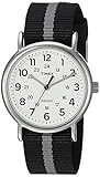 Timex Men's TW2P72200 Weekender Reversible Black/Gray Stripe Nylon Slip-Thru Strap Watch