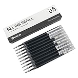 Kaco Gel Ink Refills for Retractable Gel Pens, 0.5mm, Fine Point, Bullet Tip, Pack of 10 (Black ink)