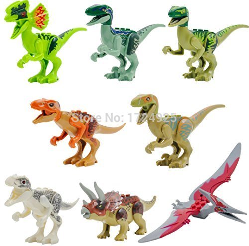 NW Jurassic World Dinosaur Figures Jurassic Park 4 Minifigures Bricks Models & Building Toys for Children 8pcs/Set Lego Compatible(Without Original Box) by NW education NW Jurassic World Dinosaur Figures Jurassic Park 4 Minifigures Bricks Models & Building Toys for Children 8pcs/Set Lego Compatible(Without Original Box) by NW education