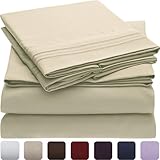 Mellanni Bed Sheet Set - HIGHEST QUALITY Brushed Microfiber 1800 Bedding - Wrinkle, Fade, Stain Resistant - Hypoallergenic - 3 Piece (Twin, Beige) ()