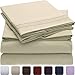 Mellanni California King Sheets Set - 4 PC Iconic Collection Bedding - Hotel Luxury, Extra Soft, Cooling Bed Sheets - Wrinkle, Fade, Stain Resistant (Cal King, Beige)