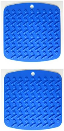 Silicone Pot Holder,Trivet Mat, Jar Opener, Spoon Rest and Garlic Peeler Non Slip, Flexible, Durable, Dishwasher Safe Heat Resistant Hot Pads,Blue