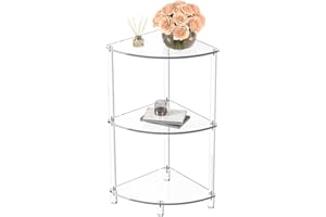 Acrylic Triangle End Table, 3 Tier Corner Side Table, Small Corner Table Multifunctional Acrylic Wall Side Table for Living R
