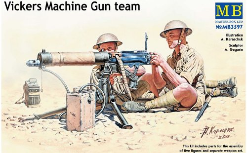 Master Box WWII Vickers Machine Gun Team (4) with Gun Figure Model Building Kits (1:35 Scale)