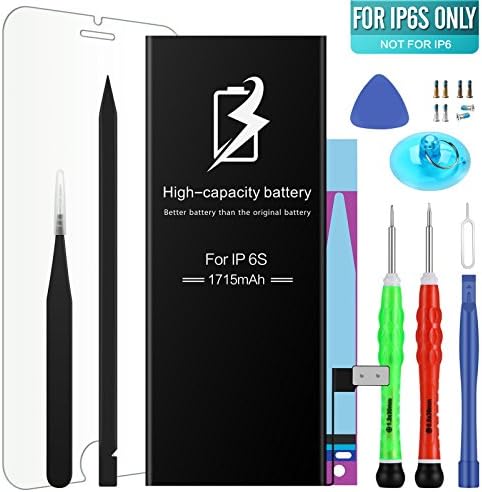 High Energy Li-ion Battery Model iPhone 6s - With Repair Tool Kits &amp; Instructions - High-Capacity 1715 mAh 0 Cycle Replacement Batter - 1 Year Warranty