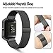 Fitbit Blaze Bands with Frame, PUGO TOP Stainless Steel Metal Magnetic Milanese Replacement Band for Fitbit Blaze Smart Watch (Black Milanese Band with Black Metal Frame, Large: 6” -9.4”)