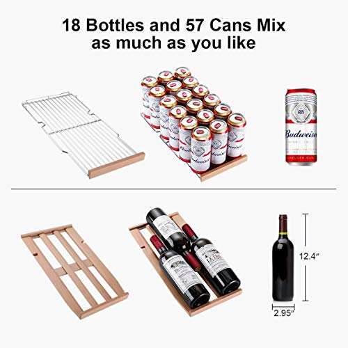 COLZER Wine and Beverage Refrigerator 24 inch, Dual Zone Wine Cooler