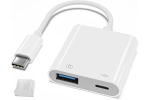 YOFEEPOP USB C to USB Camera Adapter with 30W PD Charging Port, OTG Cable Compatible with for iPhone 17/16/15 iPad Android Phone Tablet, USB 3.0 Female for Flash Drives, Keyboards, Mice, and More