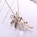 Butterfly Crystal Necklace,Han Shi Luxury Lovely Wings Sweater Long Chain Necklace Jewelry (Gold, L)