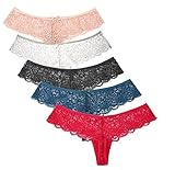 titivate women Sexy Thong Panty Bow Lace Underwear Pack Of 5 (XL)