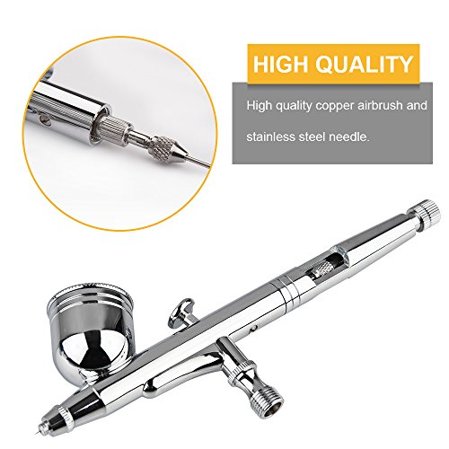 Fy-Light SP134K Professional Dual Action Airbrush Kit 0.2mm/0.3mm/0.5mm Needles 7cc & 22cc Cup Trigger Air Paint Control Airbrush Set for Art Tattoo Nail Makeup Cake Spray Modeling Tool