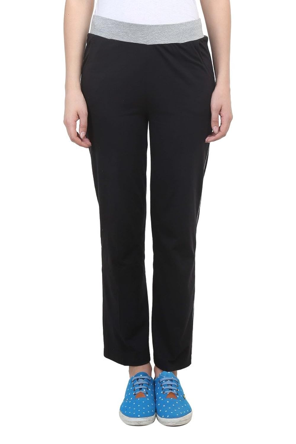 vimal black cotton blend trackpant for women