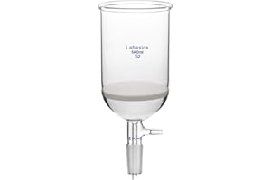 Labasics Borosilicate Glass Buchner Filtering Funnel 500ml with Medium Frit (G2), 95mm Inner Diameter, 120mm Depth, with 24/40 Standard Taper Inner Joint and Vacuum Serrated Tubulation (500ml)