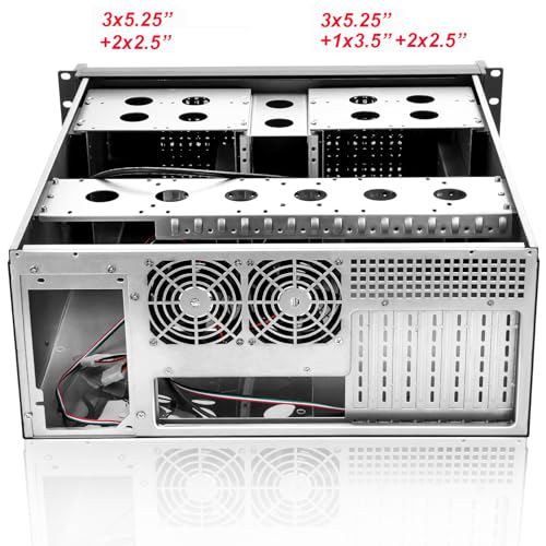 4U Rackmount Server Chassis with 6 x 5.25 Front Bays + 1 x 3.5 + 4 x 2.5 Bays